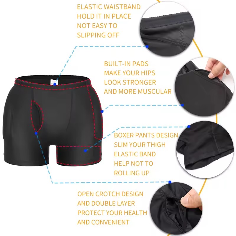 Men Padded Hip Enhancer Booty  - Boxer Brief Pack Cotton recension och pris